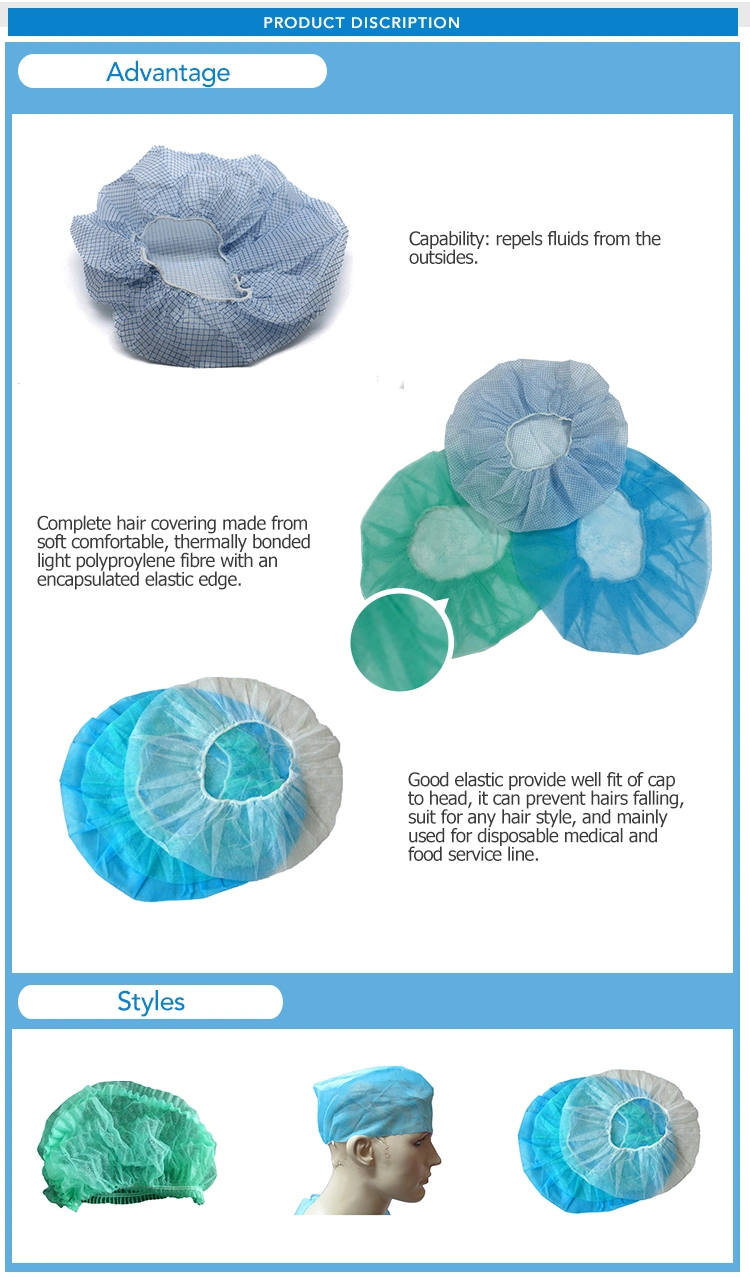Disposable Nonwoven Bouffant Cap Surgical Healthcare Products