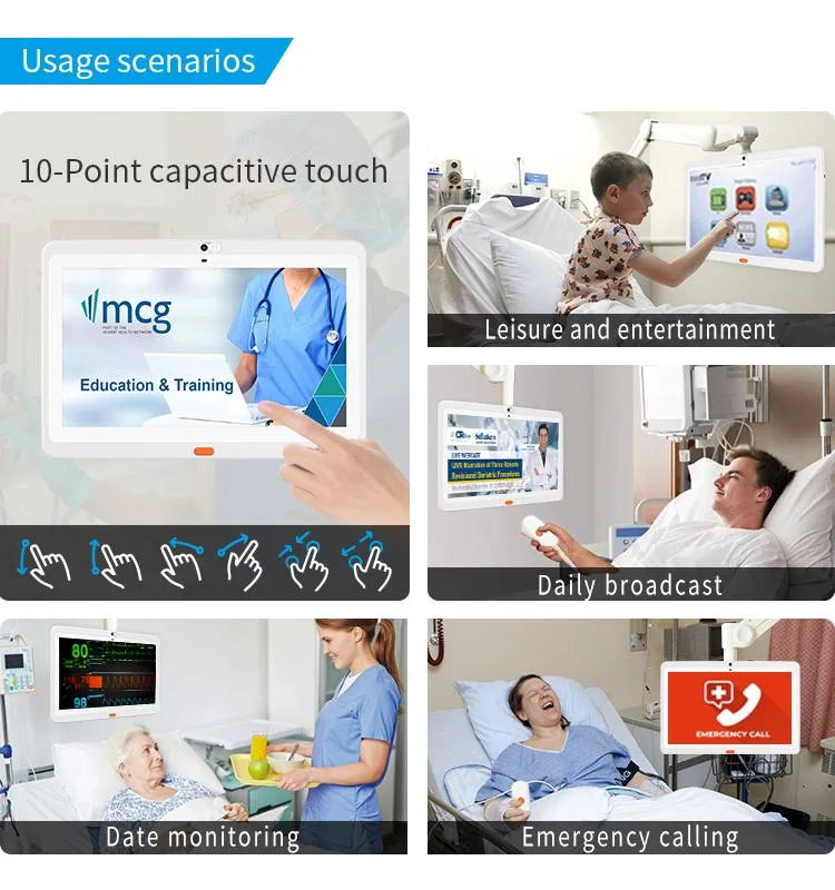 White Color Medical Health Tablet Healthcare Products Wall Mount Rk3288 Android 10.0