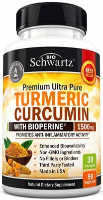 Turmeric Curcumin with Bioperine Black Pepper and Ginger- 120 Vegetarian Capsules for Advanced Absorption